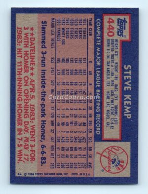 1984 Topps #440 Steve Kemp New York Yankees