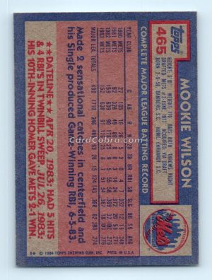 1984 Topps #465 Mookie Wilson New York Mets