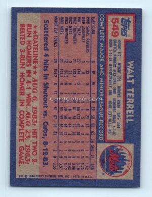 1984 Topps #549 Walt Terrell New York Mets