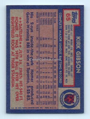 1984 Topps #65 Kirk Gibson Detroit Tigers