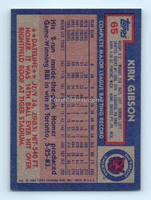 1984 Topps #65 Kirk Gibson Detroit Tigers