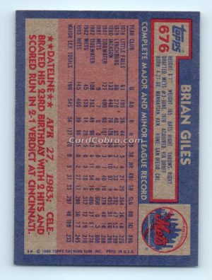 1984 Topps #676 Brian Giles New York Mets