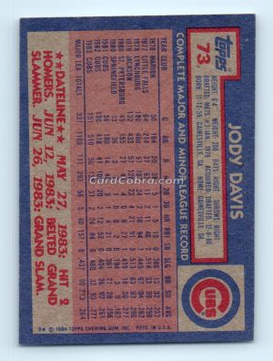 1984 Topps #73 Jody Davis Chicago Cubs