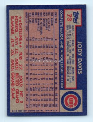 1984 Topps #73 Jody Davis Chicago Cubs