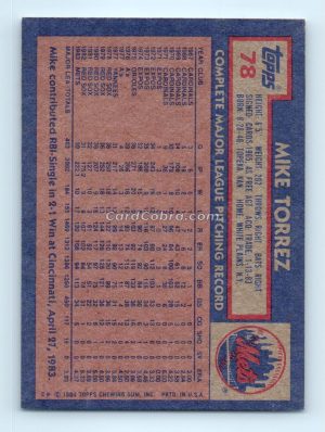 1984 Topps #78 Mike Torrez New York Mets