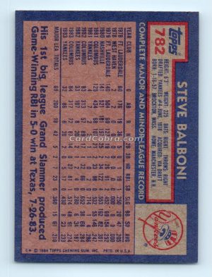 1984 Topps #782 Steve Balboni New York Yankees