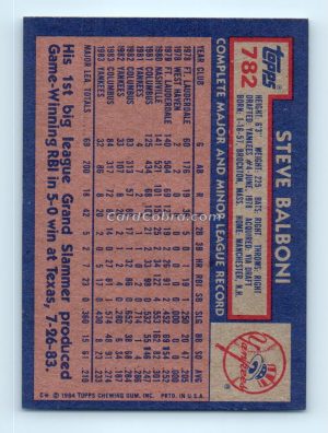 1984 Topps #782 Steve Balboni New York Yankees