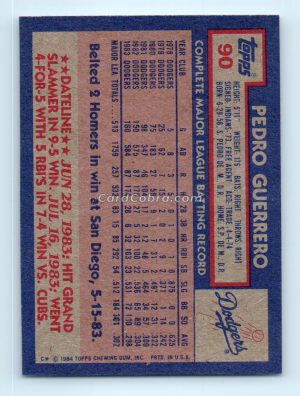 1984 Topps #90 Pedro Guerrero Los Angeles Dodgers