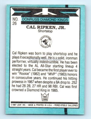 1987 Donruss Diamond Kings #26 Cal Ripken Jr. Baltimore Orioles