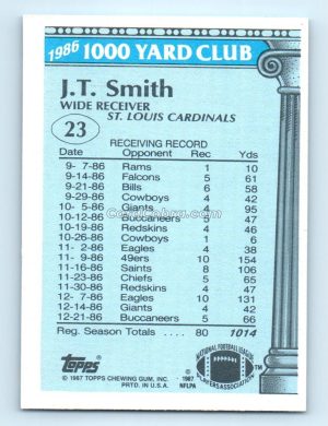 1987 Topps 1000 Yard Club #23 J.T. Smith St. Louis Cardinals