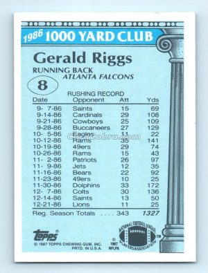 1987 Topps 1000 Yard Club #8 Gerald Riggs Atlanta Falcons