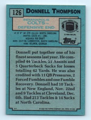 1988 Topps #126 Donnell Thompson Indianapolis Colts