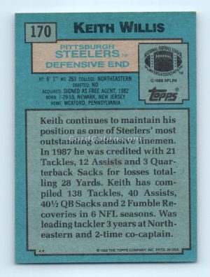 1988 Topps #170 Keith Willis Pittsburgh Steelers