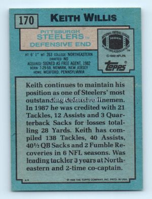 1988 Topps #170 Keith Willis Pittsburgh Steelers