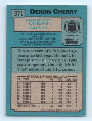 1988 Topps #371 Deron Cherry Kansas City Chiefs