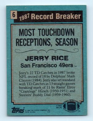 1988 Topps #6 Jerry Rice San Francisco 49ers