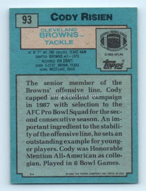 1988 Topps #93 Cody Risien Cleveland Browns