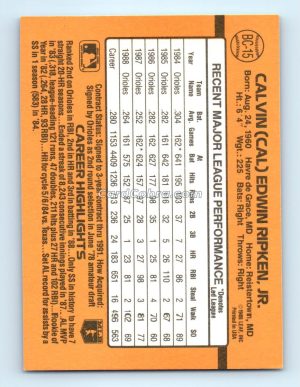 1989 Donruss #BC-15 Cal Ripken Jr. Baltimore Orioles