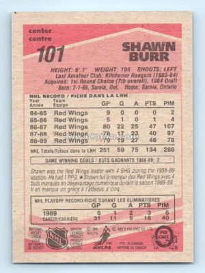 1989 O-Pee-Chee #101 Shawn Burr Detroit Red Wings