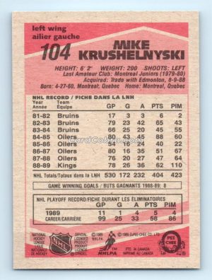 1989 O-Pee-Chee #104 Mike Krushelnyski Los Angeles Kings