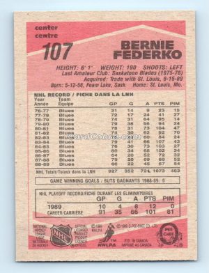 1989 O-Pee-Chee #107 Bernie Federko Detroit Red Wings