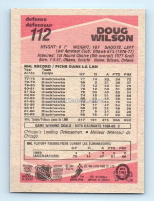 1989 O-Pee-Chee #112 Doug Wilson Chicago Blackhawks