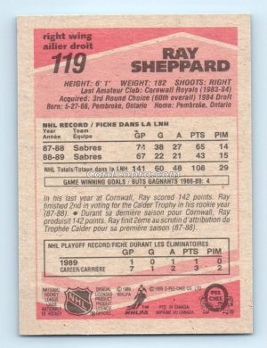 1989 O-Pee-Chee #119 Ray Sheppard Buffalo Sabres