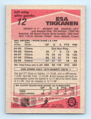 1989 O-Pee-Chee #12 Esa Tikkanen Edmonton Oilers