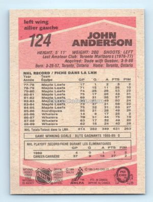 1989 O-Pee-Chee #124 John Anderson Hartford Whalers