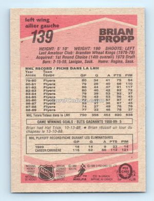 1989 O-Pee-Chee #139 Brian Propp Philadelphia Flyers