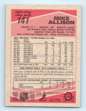 1989 O-Pee-Chee #141 Mike Allison Los Angeles Kings