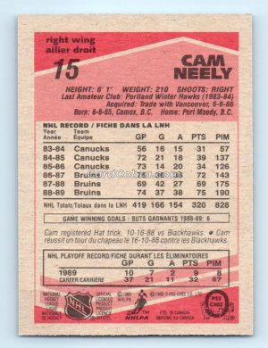 1989 O-Pee-Chee #15 Cam Neely Boston Bruins