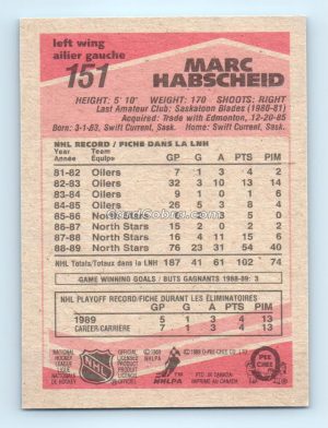 1989 O-Pee-Chee #151 Marc Habscheid Detroit Red Wings Rookie Card