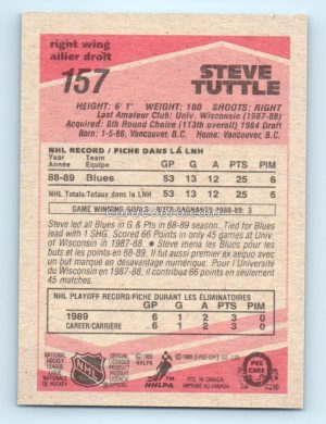 1989 O-Pee-Chee #157 Steve Tuttle St. Louis Blues Rookie Card