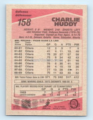 1989 O-Pee-Chee #158 Charlie Huddy Edmonton Oilers