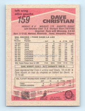 1989 O-Pee-Chee #159 Dave Christian Washington Capitals