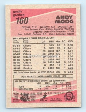 1989 O-Pee-Chee #160 Andy Moog Boston Bruins