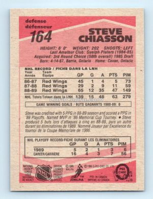 1989 O-Pee-Chee #164 Steve Chiasson Detroit Red Wings Rookie Card