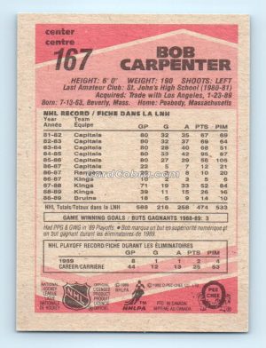 1989 O-Pee-Chee #167 Bob Carpenter Boston Bruins