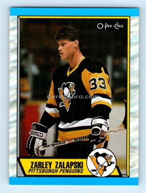 1989 O-Pee-Chee #168 Zarley Zalapski Pittsburgh Penguins Rookie Card