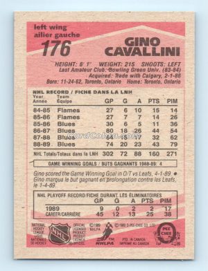 1989 O-Pee-Chee #176 Gino Cavallini St. Louis Blues