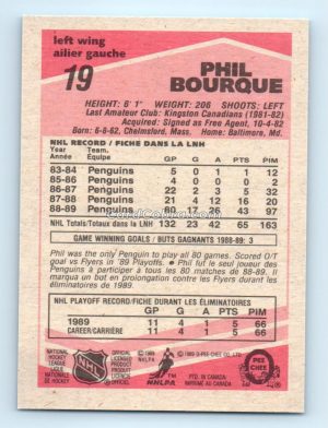 1989 O-Pee-Chee #19 Phil Bourque Pittsburgh Penguins Rookie Card