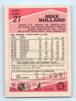 1989 O-Pee-Chee #21 Mike Bullard Philadelphia Flyers