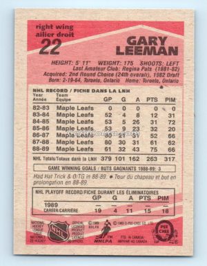 1989 O-Pee-Chee #22 Gary Leeman Toronto Maple Leafs