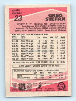 1989 O-Pee-Chee #23 Greg Stefan Detroit Red Wings