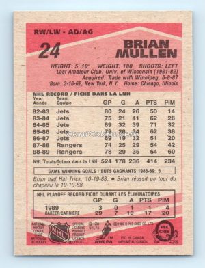 1989 O-Pee-Chee #24 Brian Mullen New York Rangers