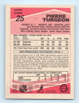 1989 O-Pee-Chee #25 Pierre Turgeon Buffalo Sabres