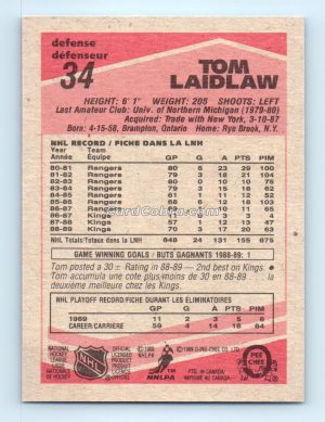 1989 O-Pee-Chee #34 Tom Laidlaw Los Angeles Kings