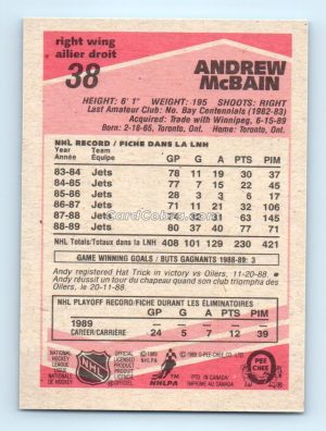 1989 O-Pee-Chee #38 Andrew McBain Pittsburgh Penguins