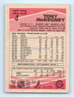 1989 O-Pee-Chee #4 Tony McKegney Detroit Red Wings